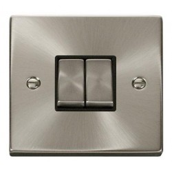 Click Deco Victorian satin chrome 10AX INGOT 2-GANG 2-WAY SWITCH