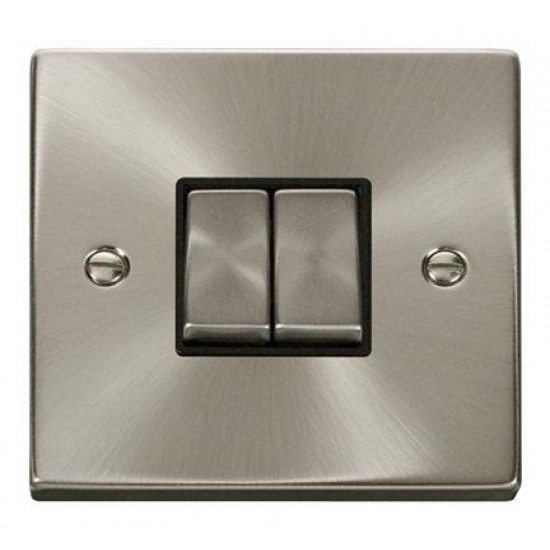 Click Deco Victorian satin chrome 10AX INGOT 2-GANG 2-WAY SWITCH