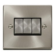 Click Deco Victorian satin chrome 10AX INGOT 3-GANG 2-WAY SWITCH Click Deco Victorian satin chrome 10AX INGOT 3-GANG 2-WAY SWITCH