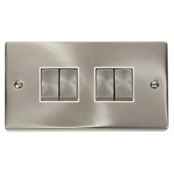 Click Deco Victorian satin chrome 10AX INGOT 4-GANG 2-WAY SWITCH