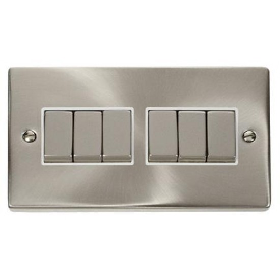 Click Deco Victorian satin chrome 10AX INGOT 6-GANG 2-WAY SWITCH