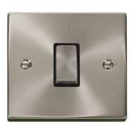 Click Deco Victorian satin chrome 10AX Ingot 1 Gang 2 Way Plate Switch - Black Click Deco Victorian satin chrome 10AX Ingot 1 Gang 2 Way Plate Switch - Black