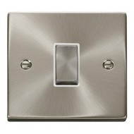 Click Deco Victorian satin chrome 10AX Ingot 1 Gang 2 Way Plate Switch - White
