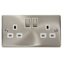 Click Deco Victorian satin chrome 13A 2G INGOT SW SOCKET OUTLET