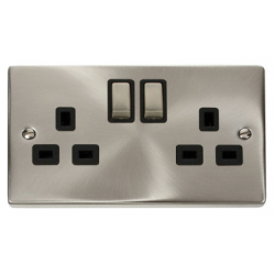 Click Deco Victorian satin chrome 13A 2G INGOT SW SOCKET OUTLET