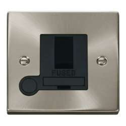 Click Deco Victorian satin chrome 13A SWITCHED SPUR + F/O BK