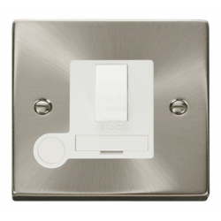 Click Deco Victorian satin chrome 13A SWITCHED SPUR + F/O WH