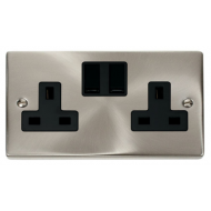 Click Deco Victorian satin chrome 2-GANG 13A DP SWITCHED SOCKET B Click Deco Victorian satin chrome 2-GANG 13A DP SWITCHED SOCKET B