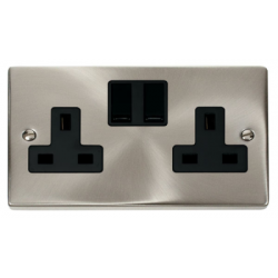 Click Deco Victorian satin chrome 2-GANG 13A DP SWITCHED SOCKET B Click Deco Victorian satin chrome 2-GANG 13A DP SWITCHED SOCKET B