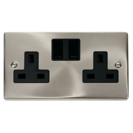 Click Deco Victorian satin chrome 2-GANG 13A DP SWITCHED SOCKET B Click Deco Victorian satin chrome 2-GANG 13A DP SWITCHED SOCKET B