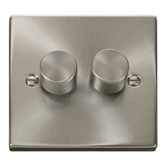 Click Deco Victorian satin chrome 2-GANG 2-WAY 400W DIMMER SWITCH
