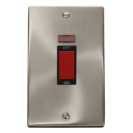 Click Deco Victorian satin chrome 2-GANG 45A DP SWITCH + NEON BK Click Deco Victorian satin chrome 2-GANG 45A DP SWITCH + NEON BK