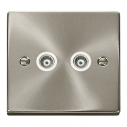 Click Deco Victorian satin chrome 2-GANG ISOLATED COAXIAL SOCKET Click Deco Victorian satin chrome 2-GANG ISOLATED COAXIAL SOCKET