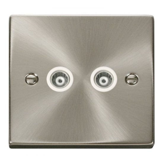 Click Deco Victorian satin chrome 2-GANG ISOLATED COAXIAL SOCKET Click Deco Victorian satin chrome 2-GANG ISOLATED COAXIAL SOCKET