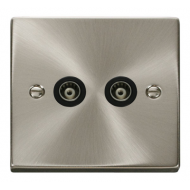 Click Deco Victorian satin chrome 2-GANG ISOLATED COAXIAL SOCKET Click Deco Victorian satin chrome 2-GANG ISOLATED COAXIAL SOCKET