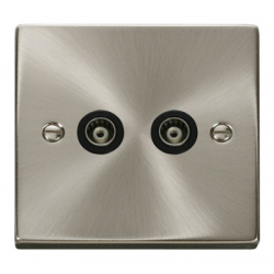 Click Deco Victorian satin chrome 2-GANG ISOLATED COAXIAL SOCKET Click Deco Victorian satin chrome 2-GANG ISOLATED COAXIAL SOCKET