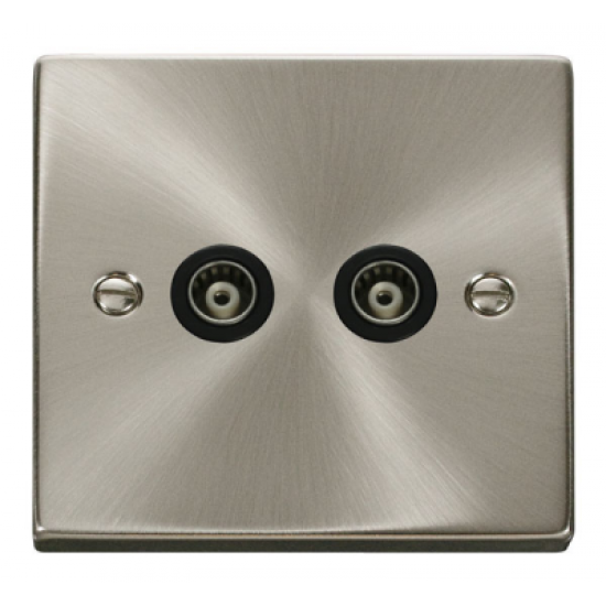Click Deco Victorian satin chrome 2-GANG ISOLATED COAXIAL SOCKET Click Deco Victorian satin chrome 2-GANG ISOLATED COAXIAL SOCKET