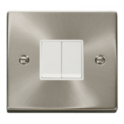 Click Deco Victorian satin chrome 2 Gang 2 Way Switch White insert