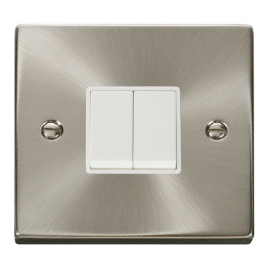 Click Deco Victorian satin chrome 2 Gang 2 Way Switch White insert Click Deco Victorian satin chrome 2 Gang 2 Way Switch White insert
