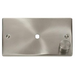 Click Deco Victorian satin chrome 2 Gang Plate Single Dimmer Plate (1000W Max)
