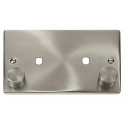 Click Deco Victorian satin chrome 2 Gang Plate Twin Aperture (1630W Max)