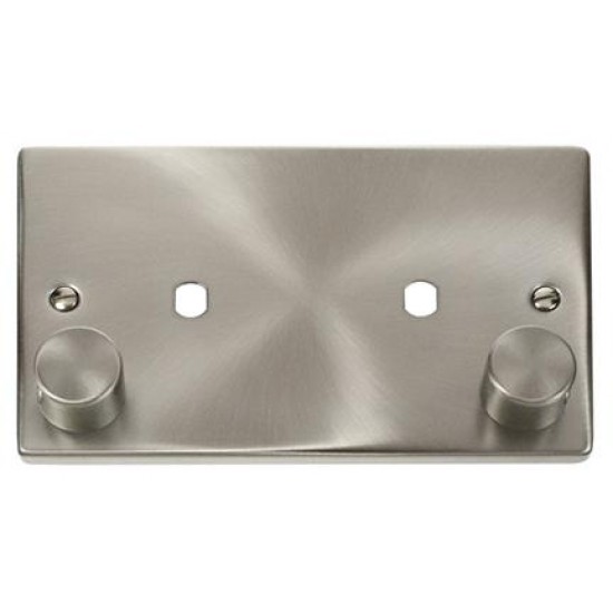 Click Deco Victorian satin chrome 2 Gang Plate Twin Aperture (1630W Max)