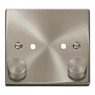 Click Deco Victorian satin chrome 2 Gang Single Dimmer Plate & Knobs