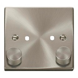 Click Deco Victorian satin chrome 2 Gang Single Dimmer Plate & Knobs Click Deco Victorian satin chrome 2 Gang Single Dimmer Plate & Knobs