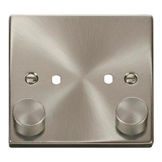 Click Deco Victorian satin chrome 2 Gang Single Dimmer Plate & Knobs