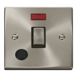 Click Deco Victorian satin chrome 20A Ingot Double Pole Switch With Optional Flex Outlet With Neon