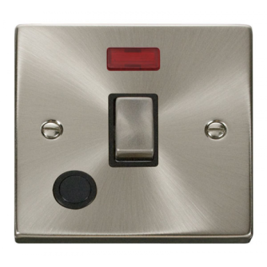 Click Deco Victorian satin chrome 20A Ingot Double Pole Switch With Optional Flex Outlet With Neon Click Deco Victorian satin chrome 20A Ingot Double Pole Switch With Optional Flex Outlet With Neon