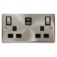 Click Deco Victorian satin chrome 2G 13A SW SKT 4.2A A&C USB INGOT VPSC BK Click Deco Victorian satin chrome 2G 13A SW SKT 4.2A A&C USB INGOT VPSC BK