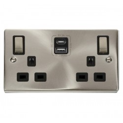 Click Deco Victorian satin chrome 2G 13A SW SKT 4.2A A&C USB INGOT VPSC BK Click Deco Victorian satin chrome 2G 13A SW SKT 4.2A A&C USB INGOT VPSC BK