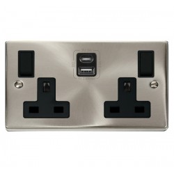 Click Deco Victorian satin chrome 2G 13A SW SKT 4.2A A&C USB VPSC BK Click Deco Victorian satin chrome 2G 13A SW SKT 4.2A A&C USB VPSC BK