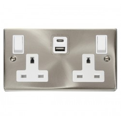 Click Deco Victorian satin chrome 2G 13A SW SKT 4.2A A&C USB VPSC WH Click Deco Victorian satin chrome 2G 13A SW SKT 4.2A A&C USB VPSC WH