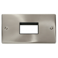 Click Deco Victorian satin chrome 2g SATIN CHROME MODULAR SWITCH PLATE TRIPLE APER. BLACK Click Deco Victorian satin chrome 2g SATIN CHROME MODULAR SWITCH PLATE TRIPLE APER. BLACK