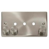 Click Deco Victorian satin chrome 3 Gang Double Dimmer Plate & Knobs Click Deco Victorian satin chrome 3 Gang Double Dimmer Plate & Knobs