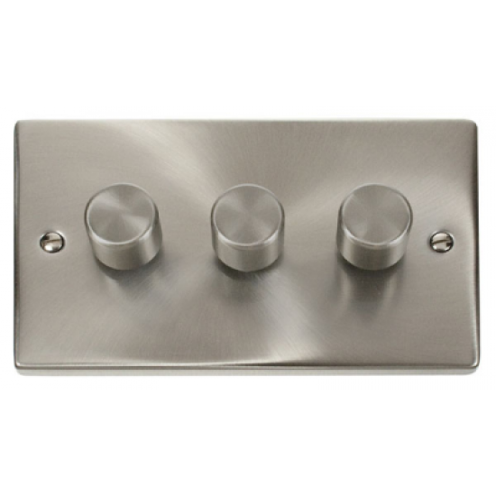 Click Deco Victorian satin chrome 3GANG 2WAY 400W DIM. SW
