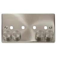 Click Deco Victorian satin chrome 4 Gang Double Dimmer Plate & Knobs Click Deco Victorian satin chrome 4 Gang Double Dimmer Plate & Knobs