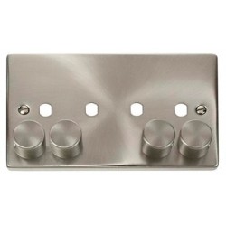 Click Deco Victorian satin chrome 4 Gang Double Dimmer Plate & Knobs