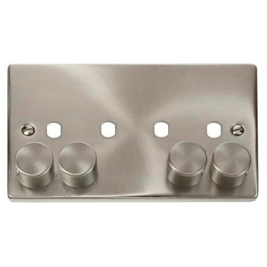 Click Deco Victorian satin chrome 4 Gang Double Dimmer Plate & Knobs Click Deco Victorian satin chrome 4 Gang Double Dimmer Plate & Knobs