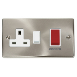 Click Deco Victorian satin chrome 45A SWITCH+SOCKET cooker control unit. Click Deco Victorian satin chrome 45A SWITCH+SOCKET cooker control unit.