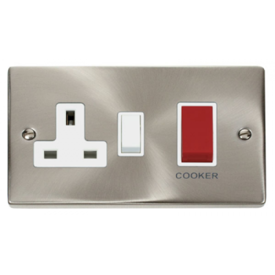 Click Deco Victorian satin chrome 45A SWITCH+SOCKET cooker control unit. Click Deco Victorian satin chrome 45A SWITCH+SOCKET cooker control unit.