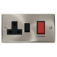 Click Deco Victorian satin chrome 45A SWITCH+SOCKET cooker control unit. Click Deco Victorian satin chrome 45A SWITCH+SOCKET cooker control unit.