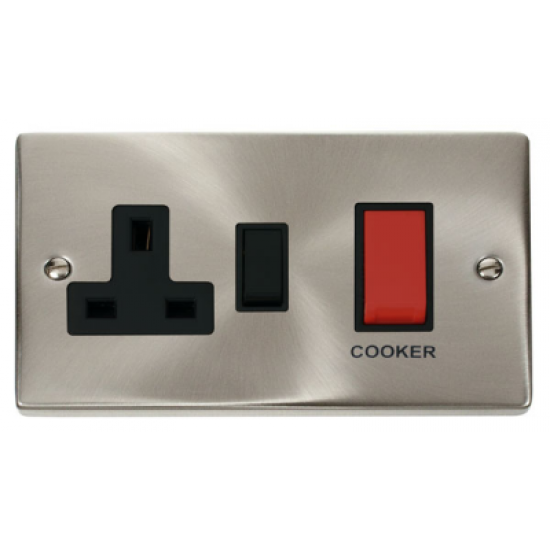 Click Deco Victorian satin chrome 45A SWITCH+SOCKET cooker control unit. Click Deco Victorian satin chrome 45A SWITCH+SOCKET cooker control unit.