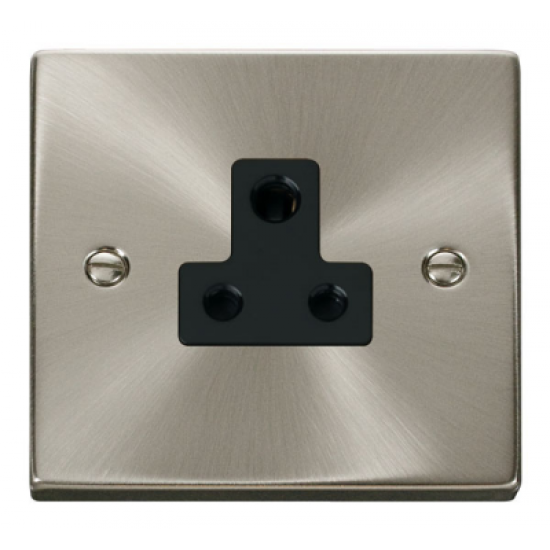 Click Deco Victorian satin chrome 5A ROUND PIN SOCKET OUTLET BK