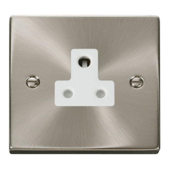 Click Deco Victorian satin chrome 5A ROUND PIN SOCKET OUTLET WH
