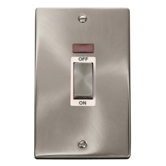 Click Deco Victorian satin chrome INGOT 2G 45A DP SWITCH NEON WH
