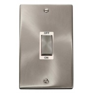Click Deco Victorian satin chrome INGOT 2G 45A DP SWITCH WH