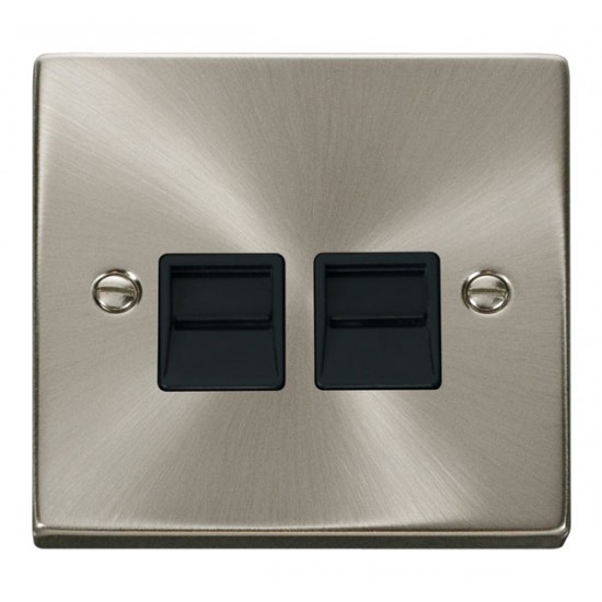 Click Deco Victorian satin chrome Twin Telephone Outlet (Secondary)